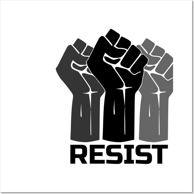 Resist with fist 3 - in black Wall Art by pASob